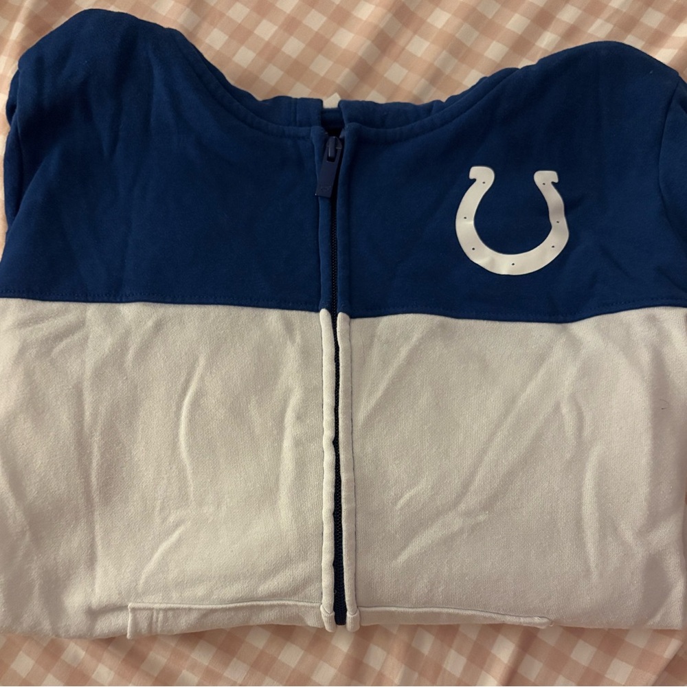 Blue and White Zip-Up Jacket